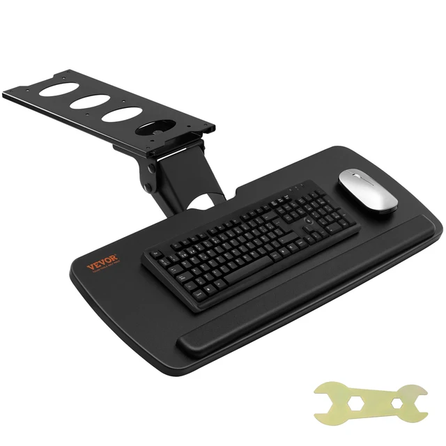 VEVOR Keyboard Tray under Desk Adjustable Height and Angle Keyboard Tray Slide out and Holder for Typing in Home and Office Work