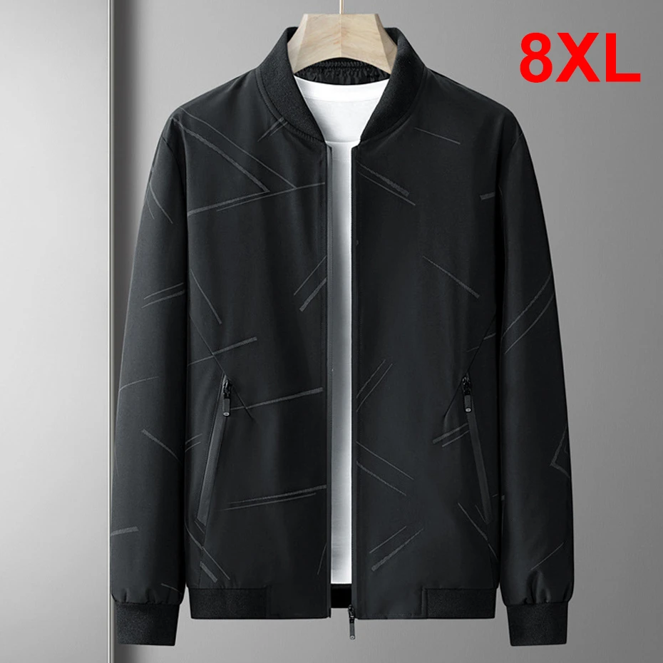 

Plus Size 8XL Baseball Jacket Men Spring Autumn Bomber Jackets Fashion Casual O-neck Coat Male Big Size 8XL