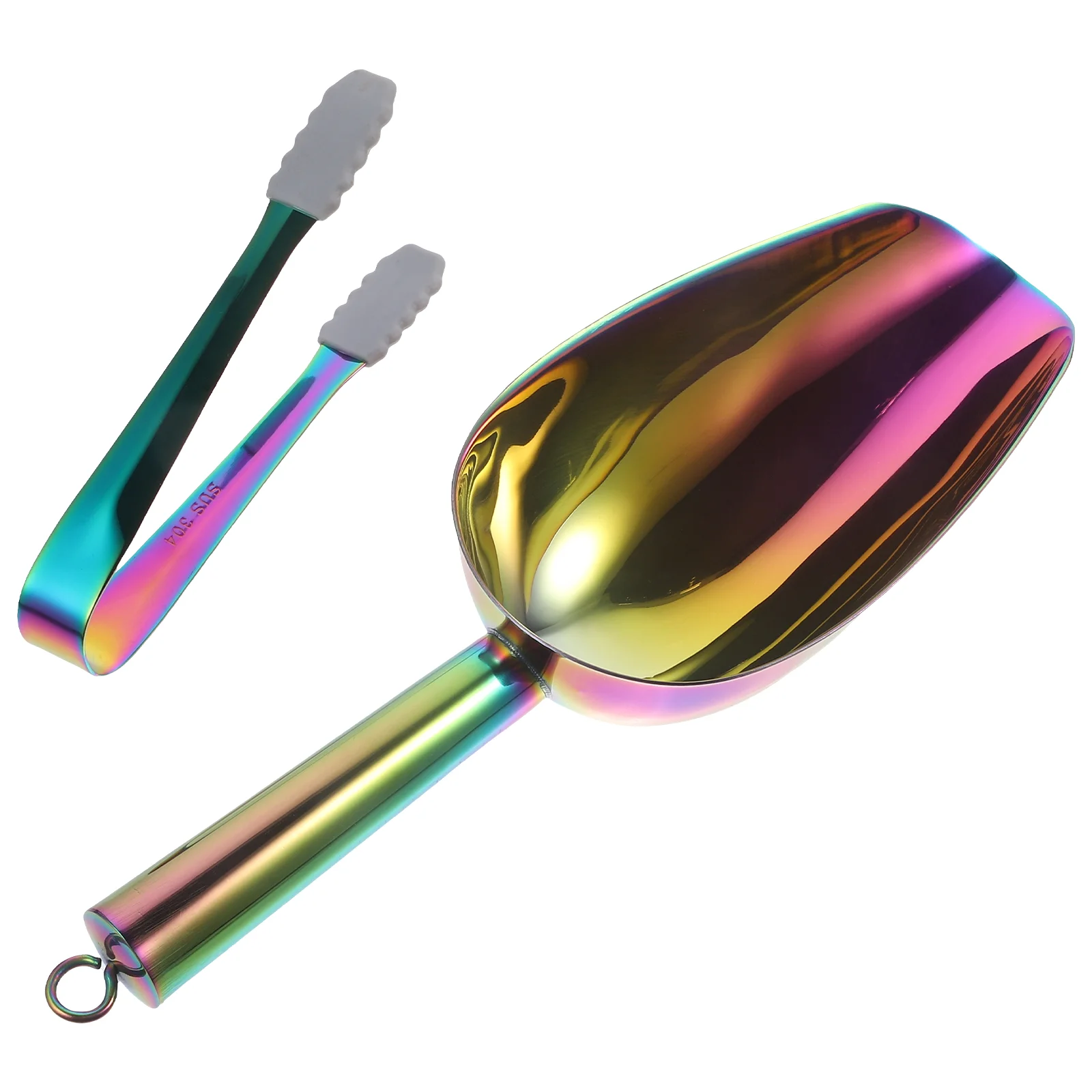 

1 Set of Stainless Steel Ice Tong Stainless Ice Scooper Food Candies Scoop Home Supplies