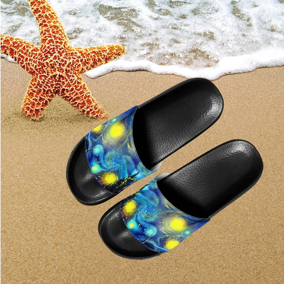 

Women Bathroom Non-Slip Slippers Starry Sky Oil Painting Slippers Classic Comfortable Shoes For Women Unisex Home Slippers тапки