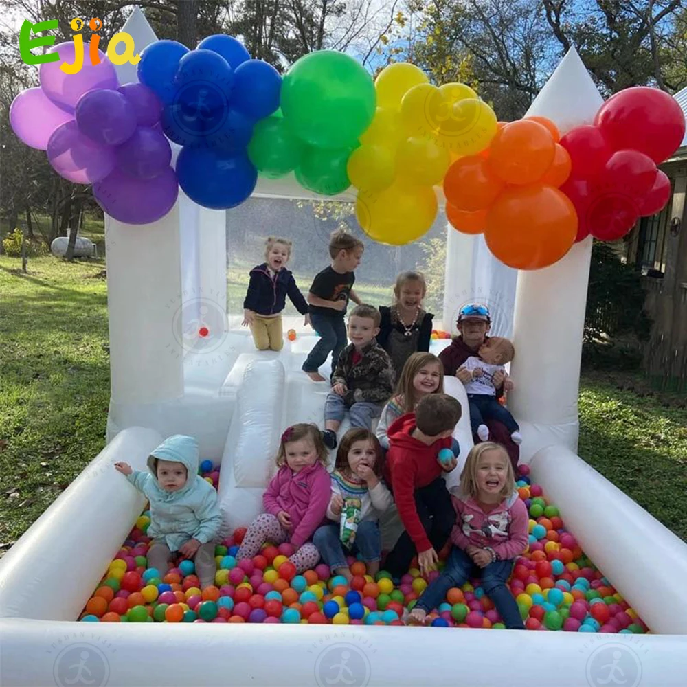 PVC Inflatable White Bounce House Professional Jumping Bouncy Castle Bouncer with Ball Pit&Air Blower For Kids Wedding Party 4