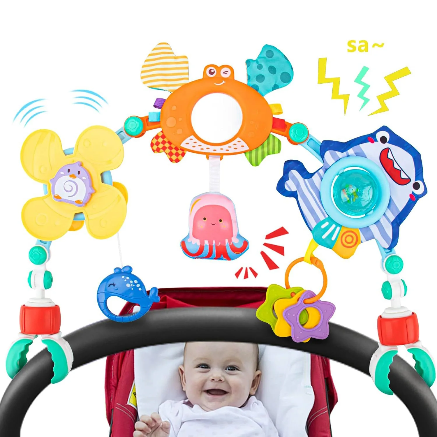 Baby Stroller Arch Toys Bouncer Toy Pram Activity Arch Toys Sensory Development Arch Baby Car Seat Toys Fine Motor Skills Toys