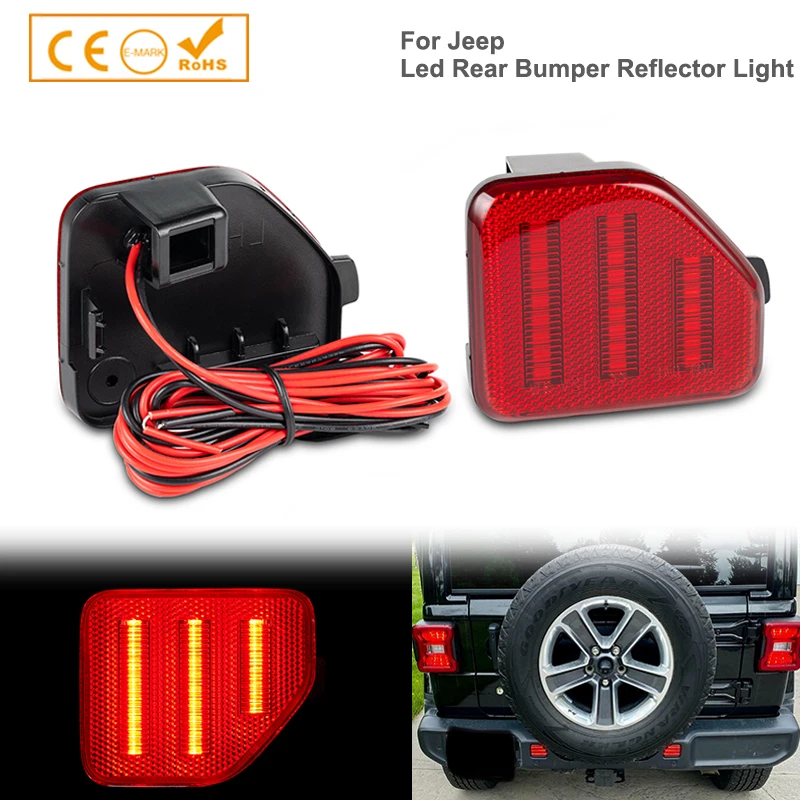 

Red Lens Full LED Rear Bumper Reflector Light Kit For Jeep Wrangler JL 2018-