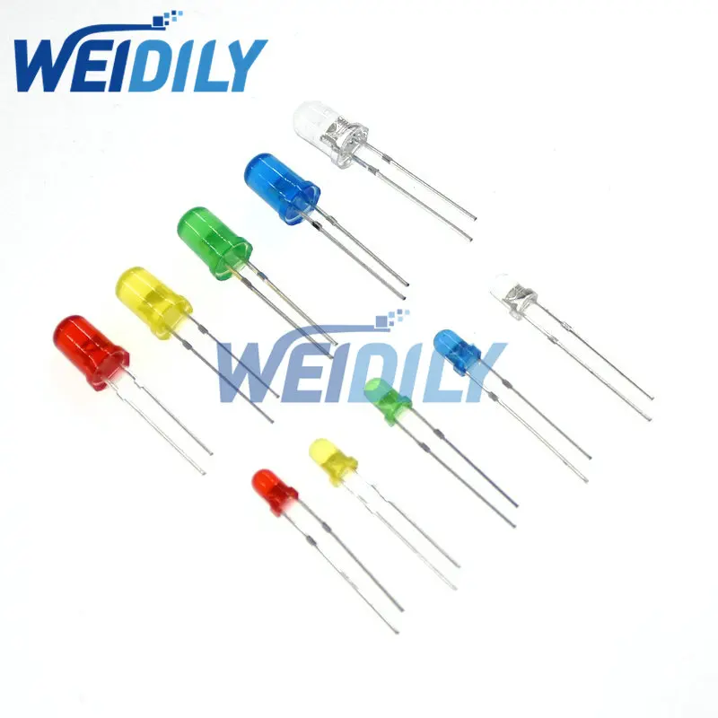 Diodo LED 3mm, 5mm, branco, azul, vermelho, amarelo, verde, laranja, rosa, luz branca morna, 5mm, 5mm, luz redonda, claro, f3 f5, diodo emissor, 100pcs