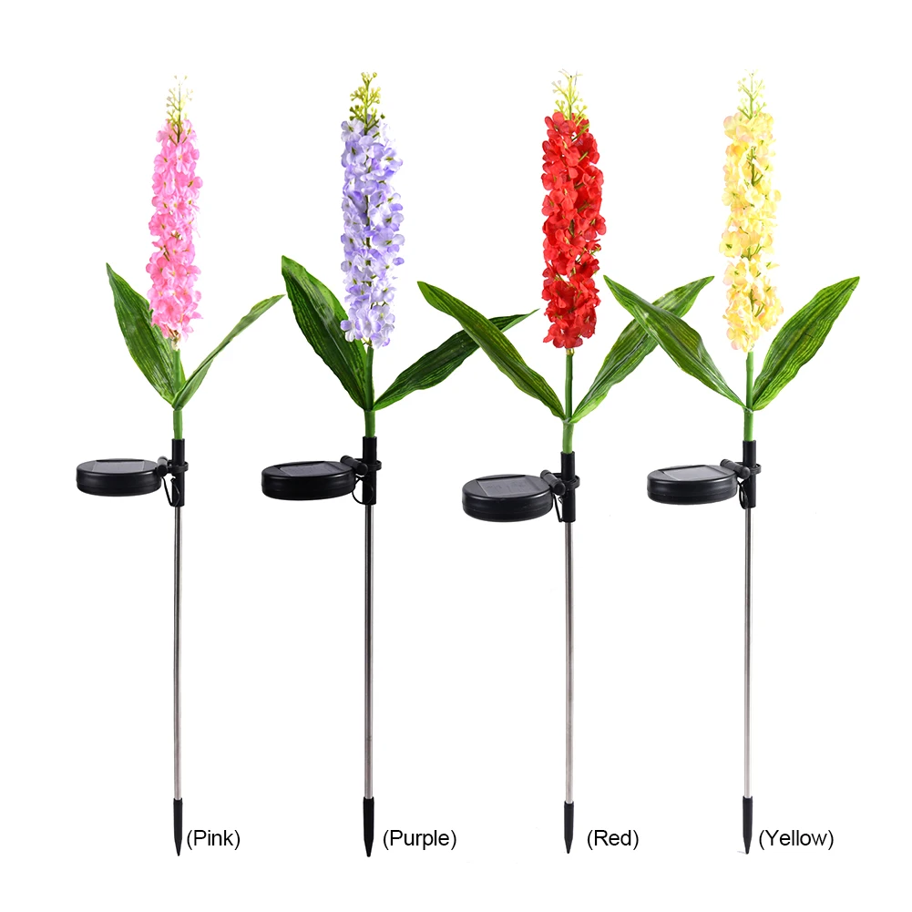 태양열 Delphinium 꽃 조명, 야외 정원 조명, 잔디 마당 장식, 선물, IP65 방수, 2 팩