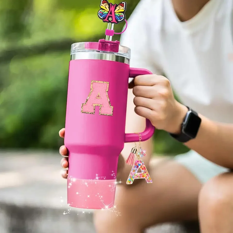 Stanley Cup Accessories Shiny Set - Includes Straw Cover, Leather Handle, Coaster & Charms For 30oz & 40oz Tumblers