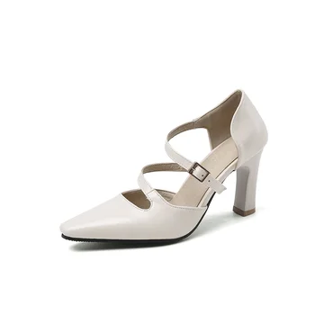 صنادل بكعب عالٍ للسيدات بلون البشرة 7