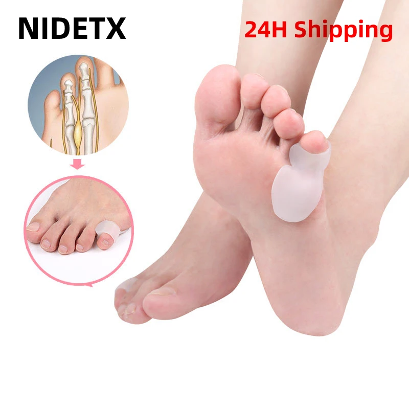 2pieces=1pair Small Toe Varus Separator Bunion Overlapping Corrector Silicone Pad Thumb Valgus Straighten Orthosis toe separators,toe corrector,toe spreader