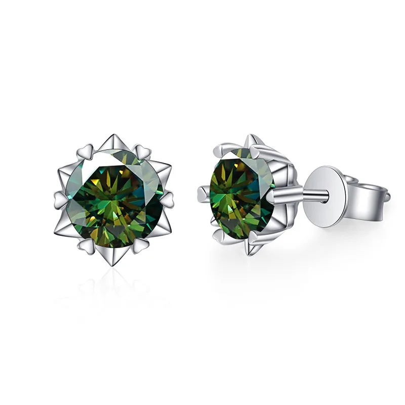 TY 925 Sterling Silver Moissanite Stud Earrings for Women Men 0.3-2CT Snowflake Six-Claw Stud Earrings D VVS1 Fine Jewelry Gift