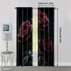 2pcs, Print Curtains 2D print Black and Golden Rose Durable 100% Polyester Fabric (without rod) Thermal Insulation, and Room 4