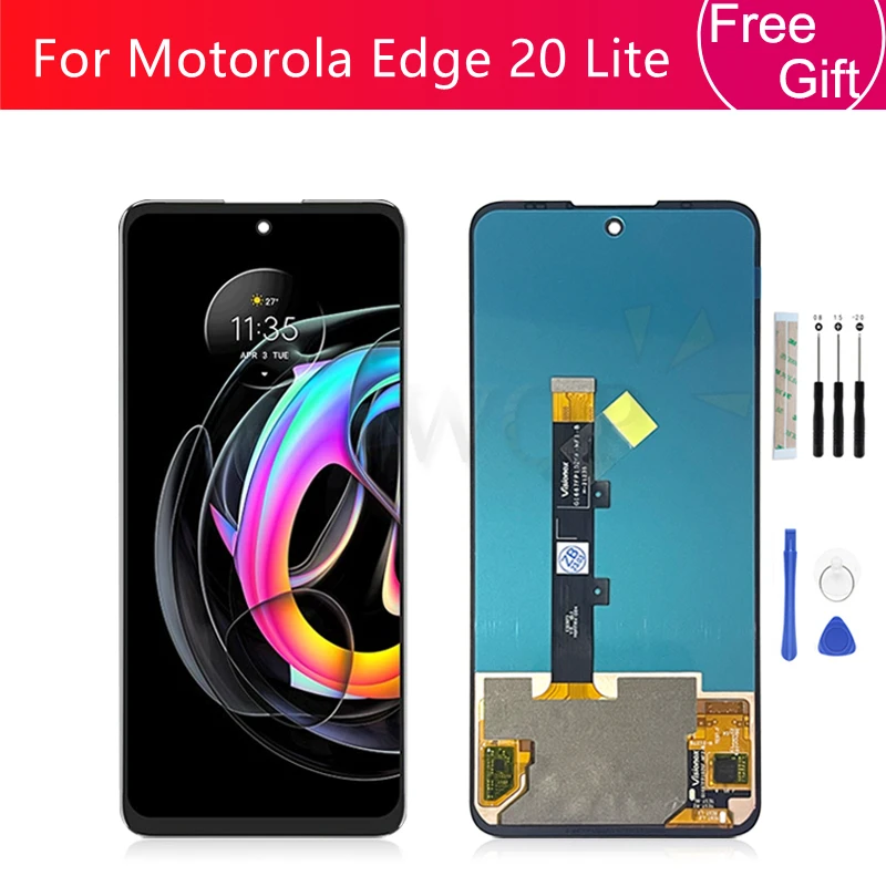 

ЖК-дисплей с сенсорным экраном и дигитайзером в сборе с рамкой для Motorola Edge 20 Lite XT2139-1, запасные части для ремонта экрана