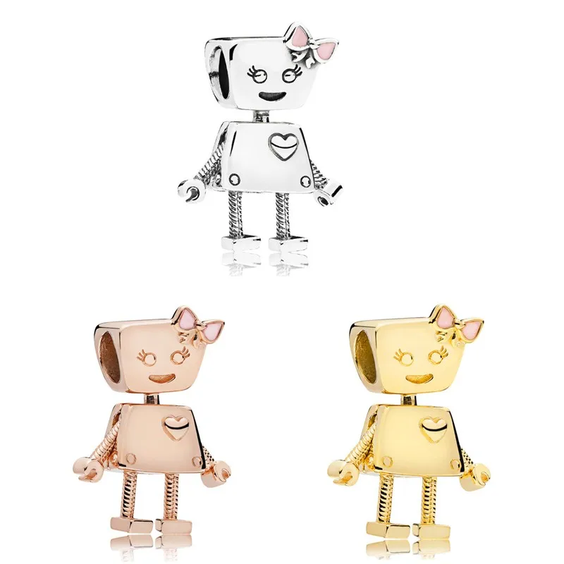 

Authentic 925 Sterling Silver Bella Bot A Big Heart And Lots Of Character Robot Charm Fit Pan Bracelet & Necklace Jewelry