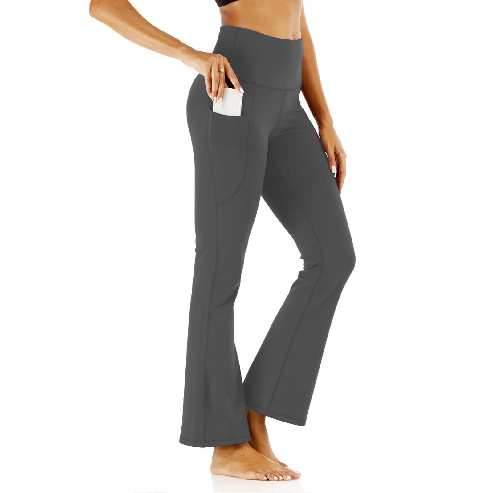 New Wide Leg Sport Pants Women High Waist Stretch Bandage Flare