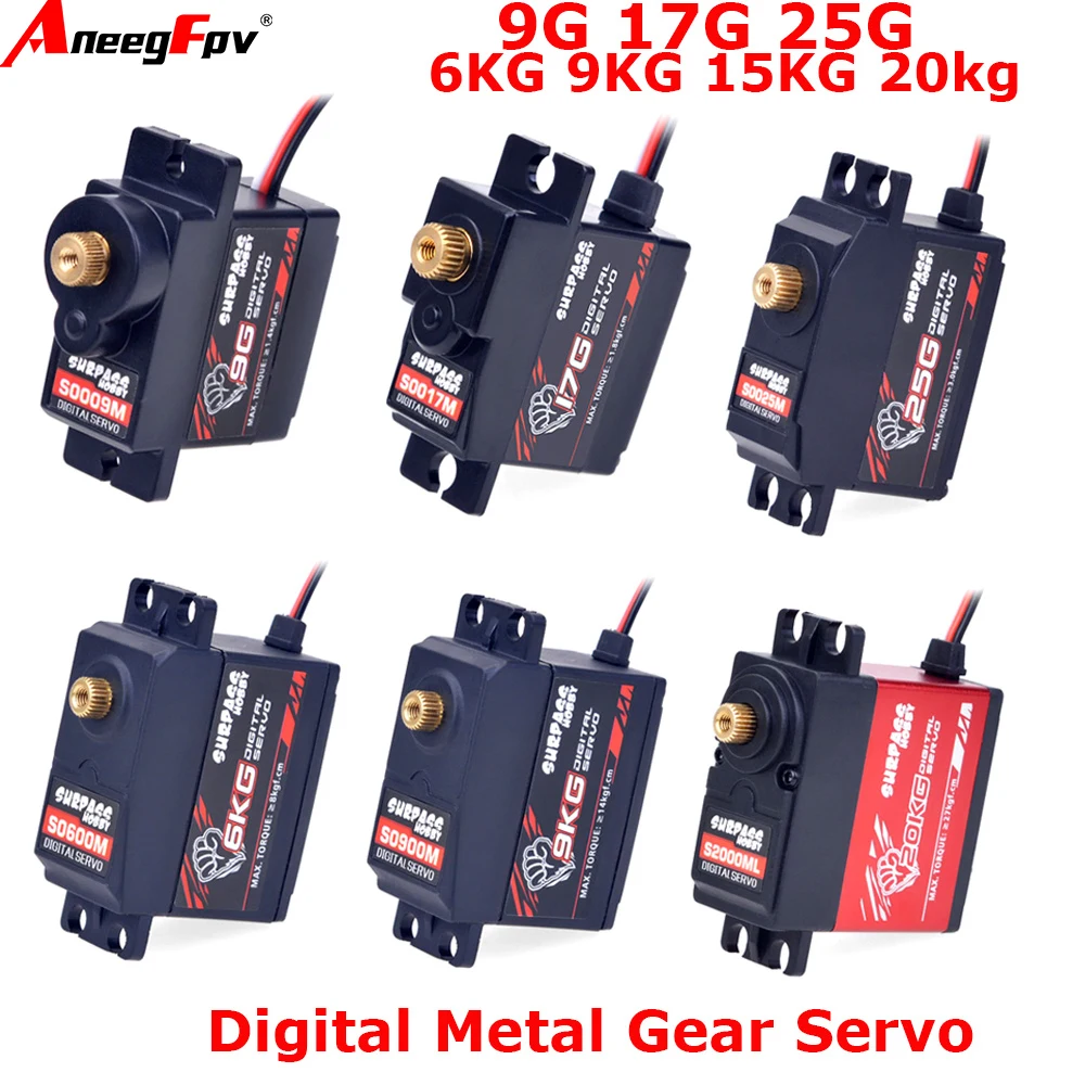 Servo RC de 9g a 20kg para Drone, Avião, Carro e Robô
