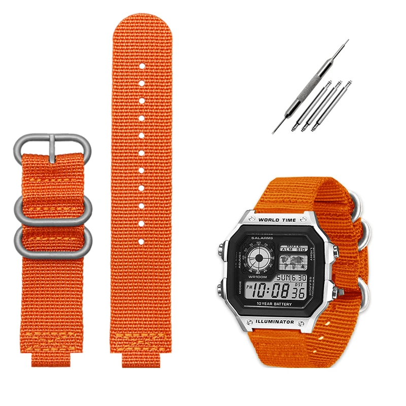 Bracelet Caoutchouc Pour Montres Casio - Compatible W-218h, F-108, AE1200, 1000, 1300, Longueur 21 Cm, Fermoir Acier