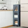 GY Modern Kitchen Cabinet Floor Slit Shelf Locker Multilayer Microwave Oven Storage Cabinet with Flip Door home furniture 5