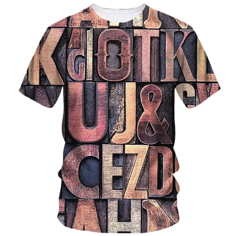 

Summer Men Creative Letter Pattern 3d Printed T-Shirt Fashion Loose O Neck Short Sleeve Street Personality Trend Plus Size Top