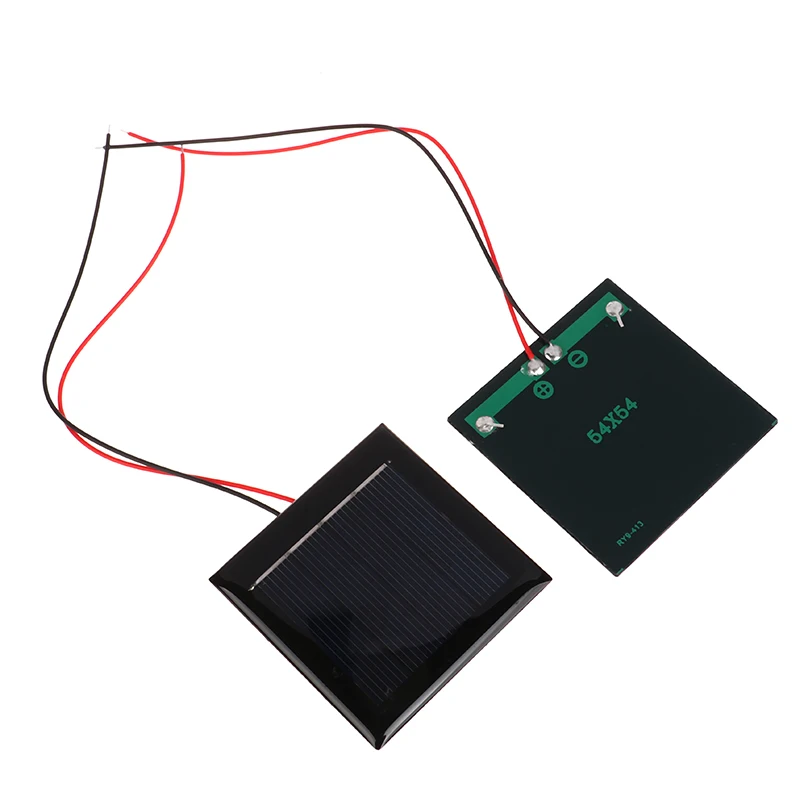 Micro Solar Board Photovoltaic Solar Cells With Wires Solars Epoxy Plate DIY Projects Toys 54x54mm 5pcs