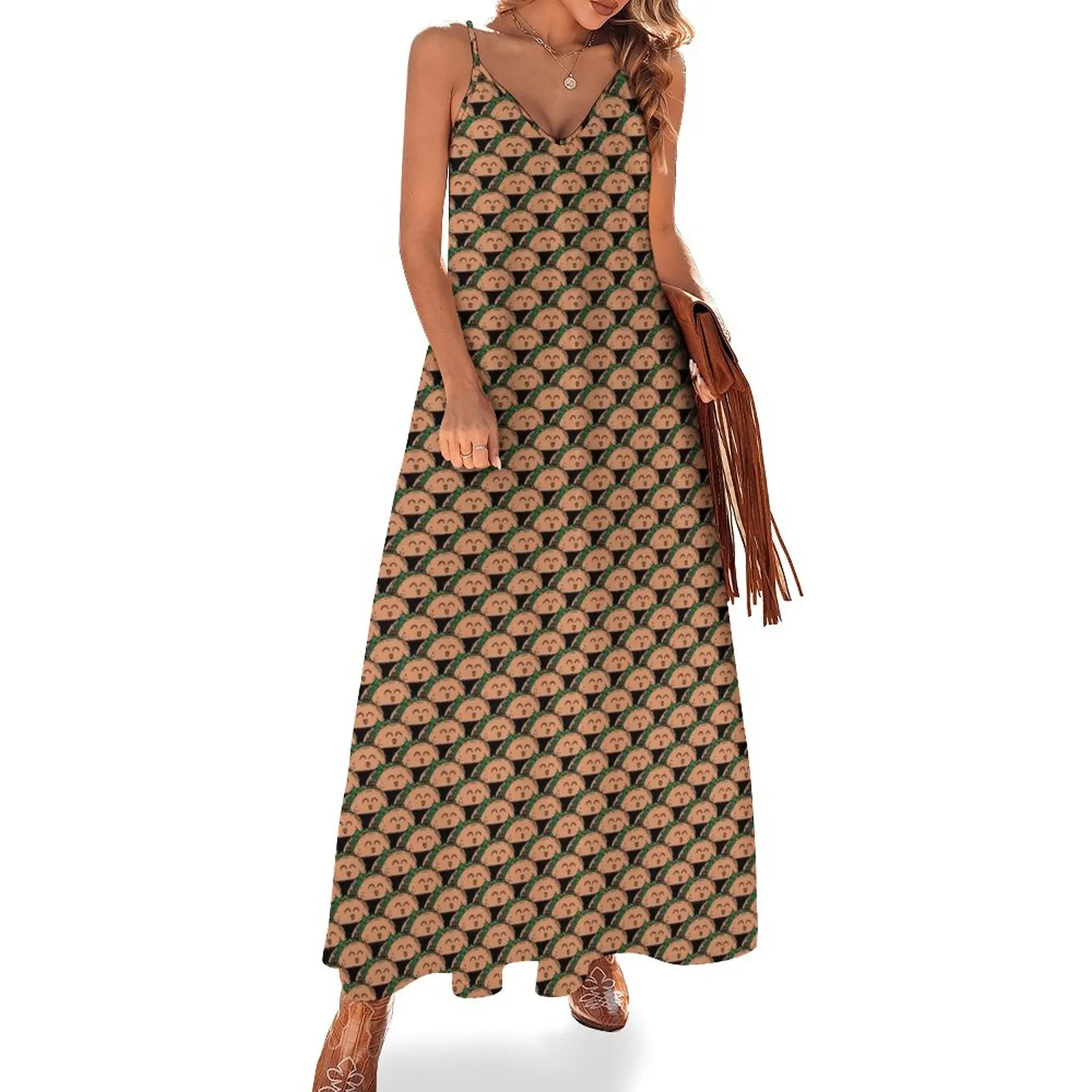 

Taco Pattern Sleeveless Dress Women's summer skirt long sleeve dresses evening dress woman
