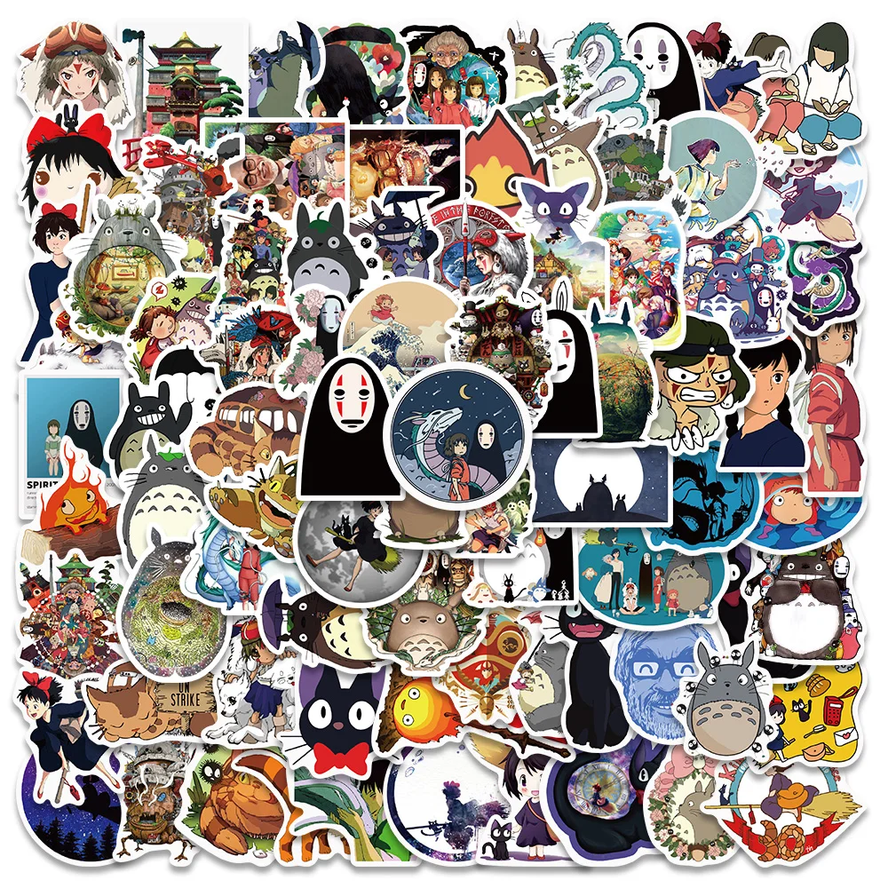 100 Stück Cartoon Hayao Miyazaki Aufkleber DIY Sticker Scrapbooking Handy Gepäck Skateboard Wasserfeste Aufkleber