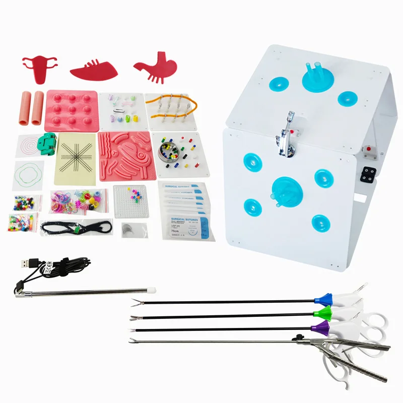 

Laparoscopic Simulator Box Laparoscopy Trainer Simulation Training Instruments 0/30 Degree Camera Complete Set