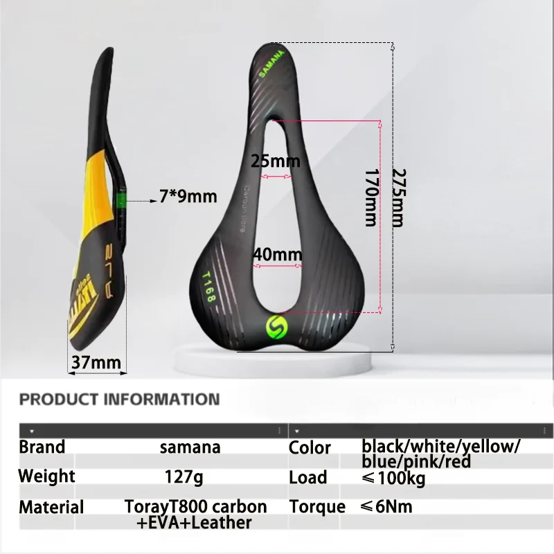 Bicycle Saddle Samana-All Carbon Fiber Seat Ultralight Italia SLR Tekno Flow High Performance Open Seat SuperFlow MTB Road Race