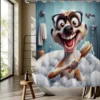 Cute Cartoon Ferret Bath Time Shower Curtain Waterproof Polyester, Machine Washable with Hooks Included, Perfect for All Seasons 2