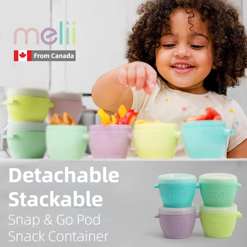 Melii Snack and Go Pods Portátil selado recipiente do alimento do bebê Destacável Lanches Empilhável Leite Em Pó Box Baby Lunch Box Snack Cup