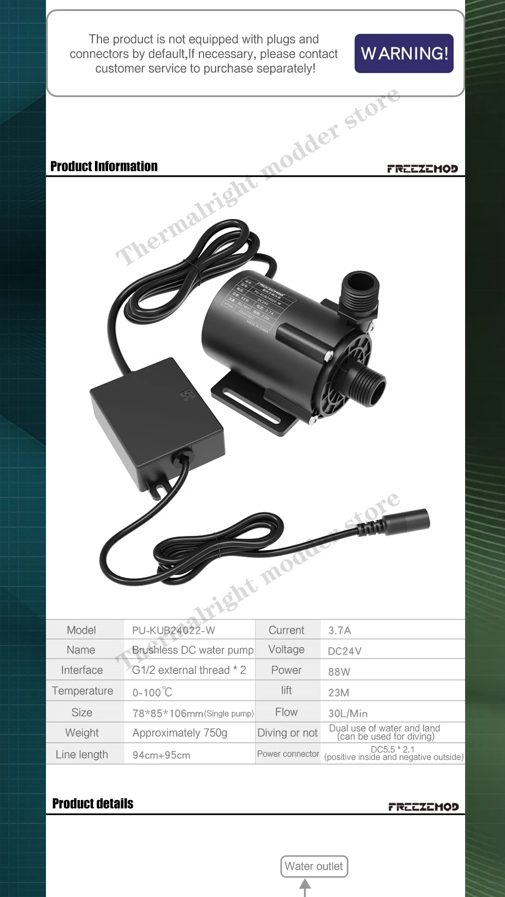 24V, Circulação do Motor sem Escova, 88W
