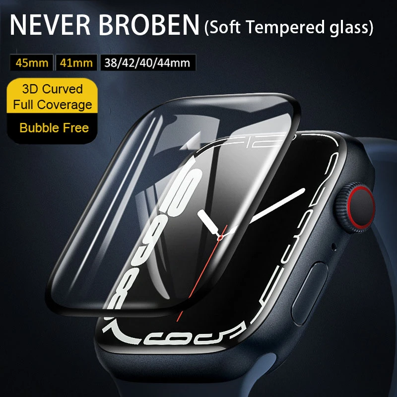Waterproof Screen Protector For Apple Watch 7 6 Se 5 4 3 38 45 40mm 44mm 42  Film For Iwatch 7 6 Se Case Not Tempered Soft Glass - Watch Cases -  AliExpress