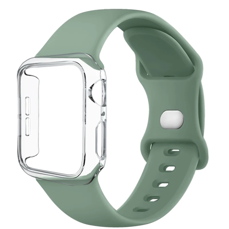 Versatile Protective Silicone Strap and PC Case for Apple Watch - Enhanced Durability and Style