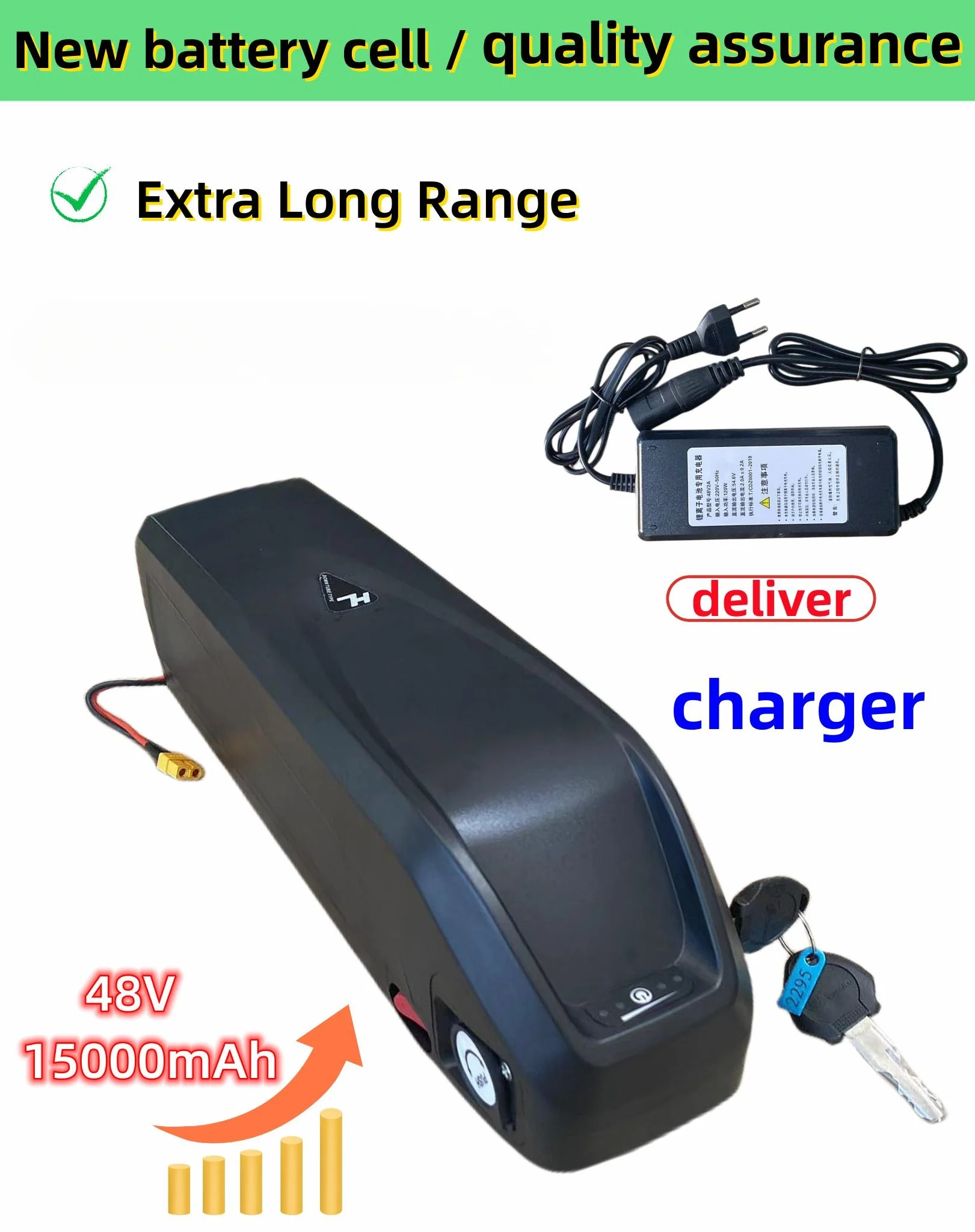 

48V 15Ah 15000mAh suitable for Hailong electric batteries, with built-in 350W-1000W 18650 battery pack and charger