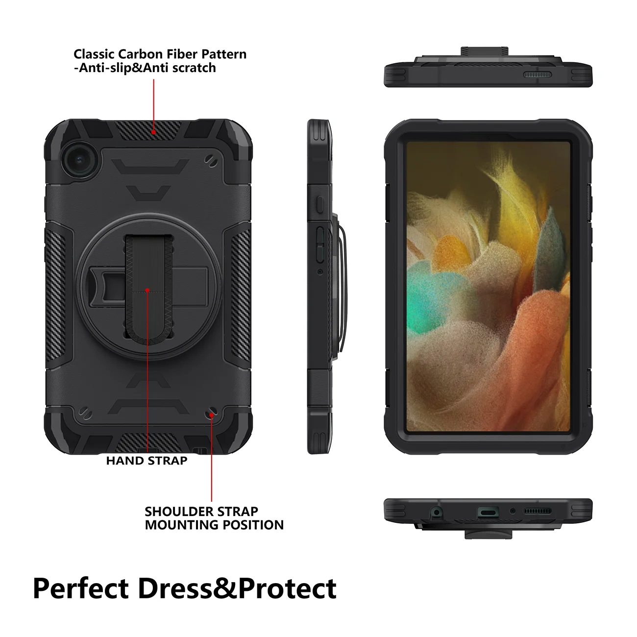 Heavy Duty Shockproof Tablet Case with Stand and Shoulder Strap