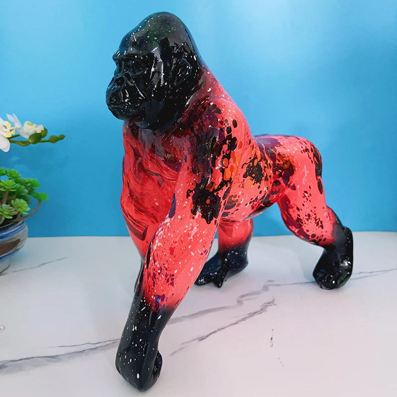 Nordique Peint Graffiti Coloré Gorilla Figurine Animaux Sculpture