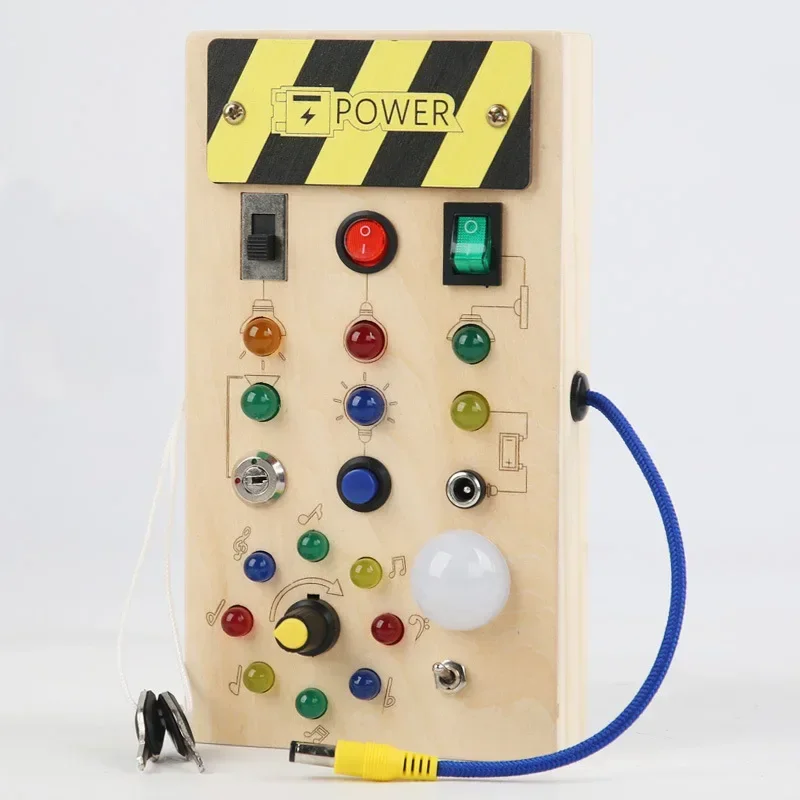 Wooden Montessori Busy Board with LED Light for Toddlers Ages 2-4 - Picture 9 of 20
