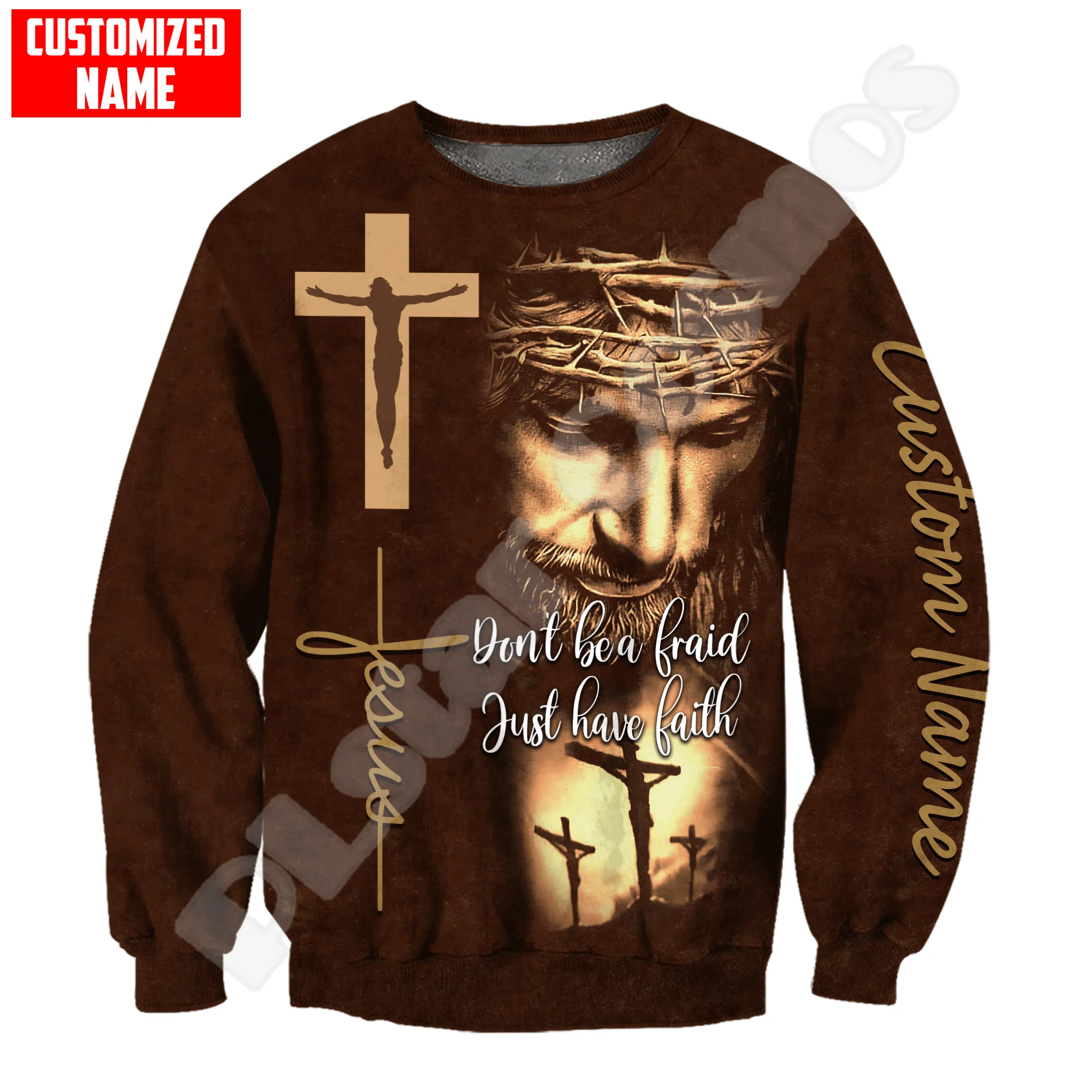 Custom Name Christian Child Of God Savior Jesus Lion Retro Tattoo 3DPrint Unisex Pullover Harajuku Casual Funny Jacket Hoodies 5