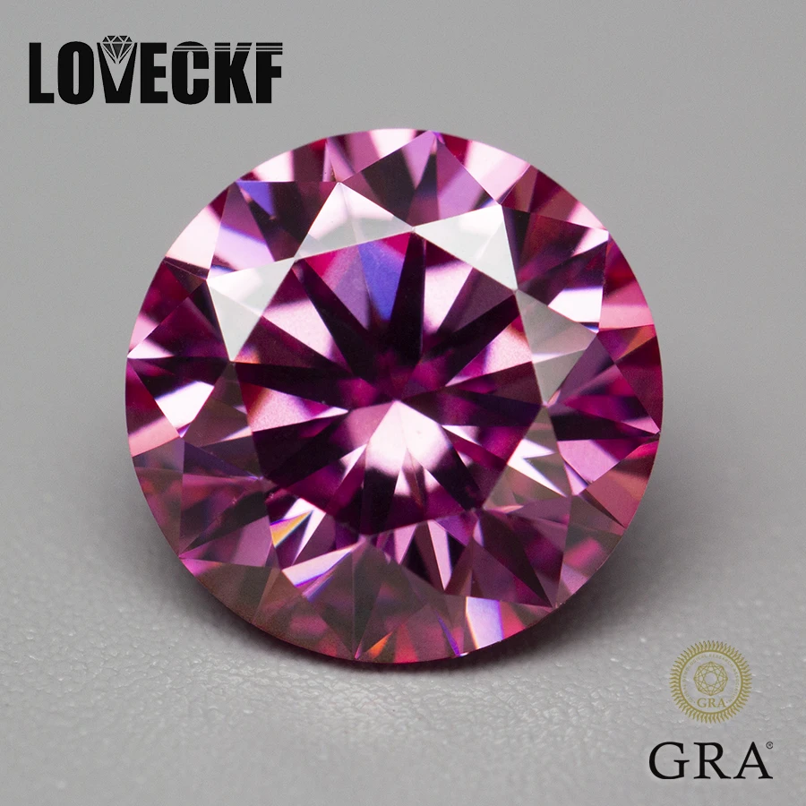 

Moissanite Lab Diamonds Pink Color 0.5-3.0ct Excellent Round Cut Moissanita Loose Gemstones Pass Tester with GRA Certificate