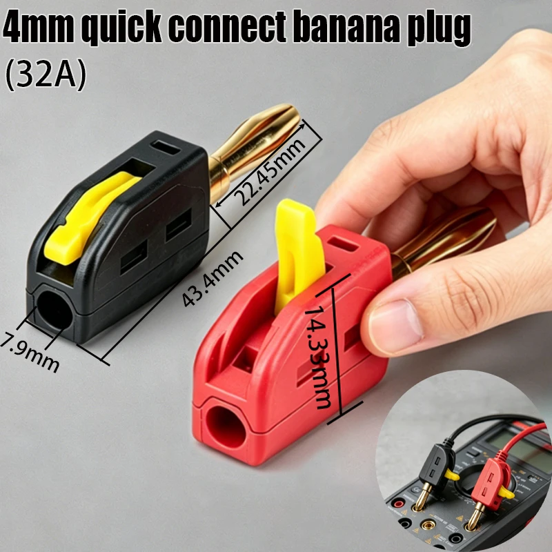 Prise Banane 4mm Sans Soudure à Levier Rapide - Lot de 1 ou 2