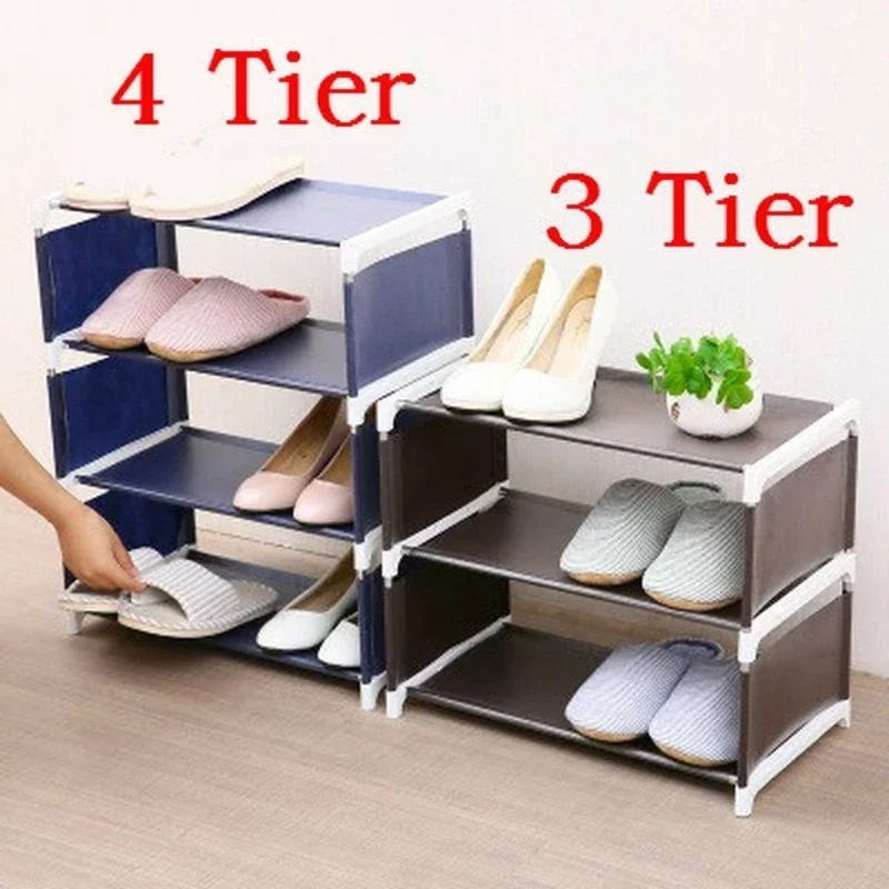 4 Tier ShoeRack Wide Shoe Storage Organizer Sturdy Shoes Stand Non-Woven Fabric Free Standing Boots Racks for Entryway 2
