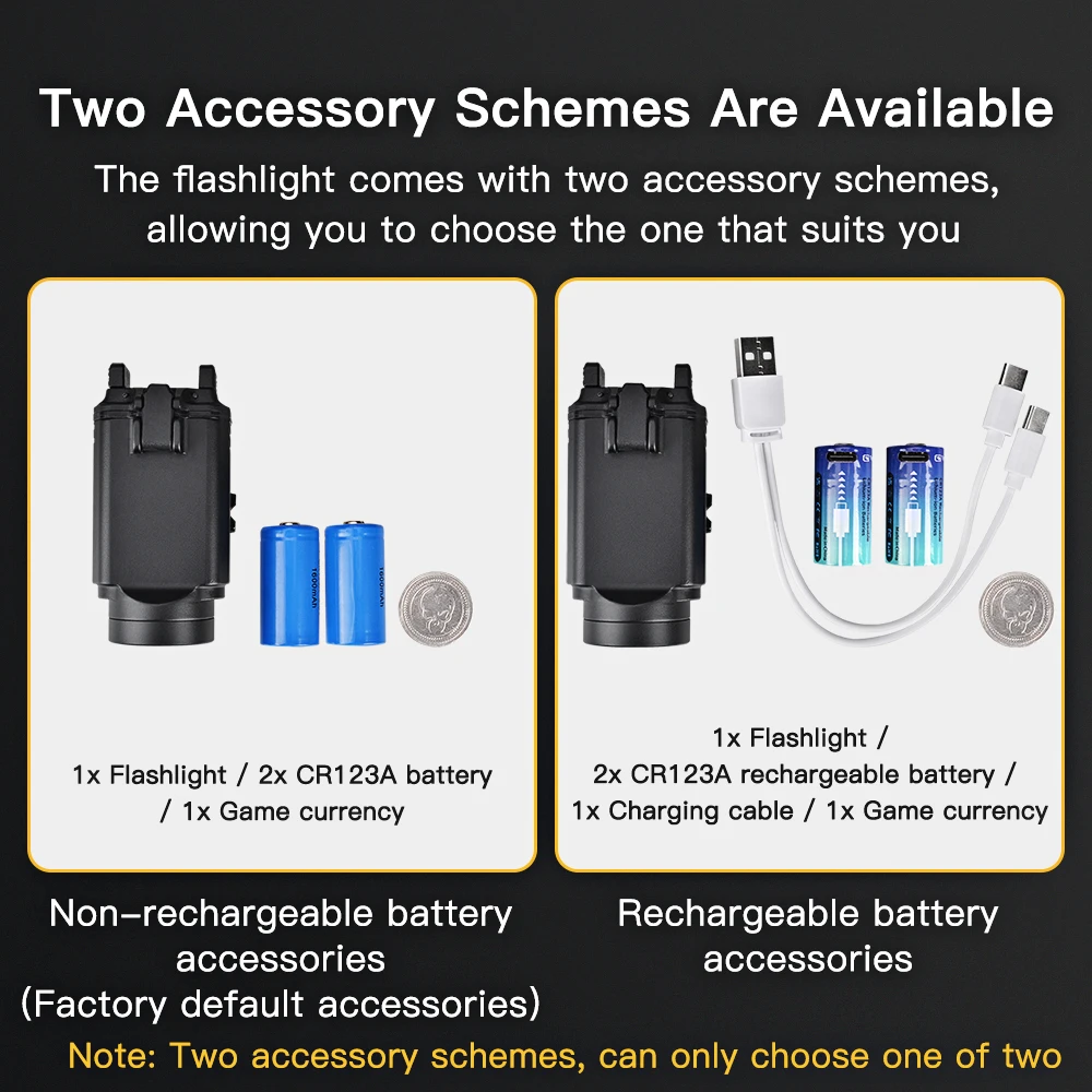 Aluminum Tactical Flashlight for Pistol Shooting with 1000 Lumens LED