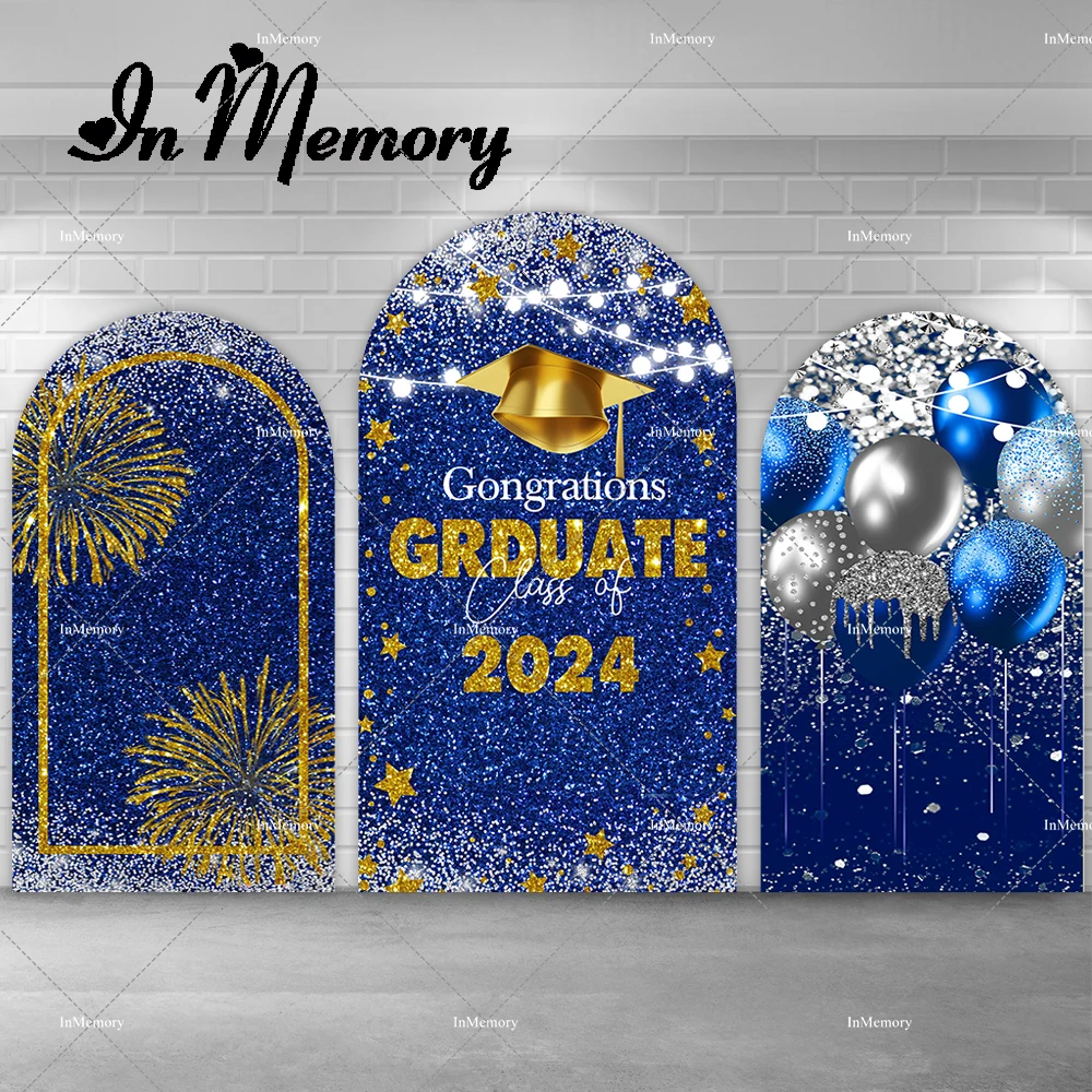 

Royal Blue Congratulation Graduation Arch Backdrop Cover Class Of 2024 Bachelor Cap Chiara Photography Background Customized