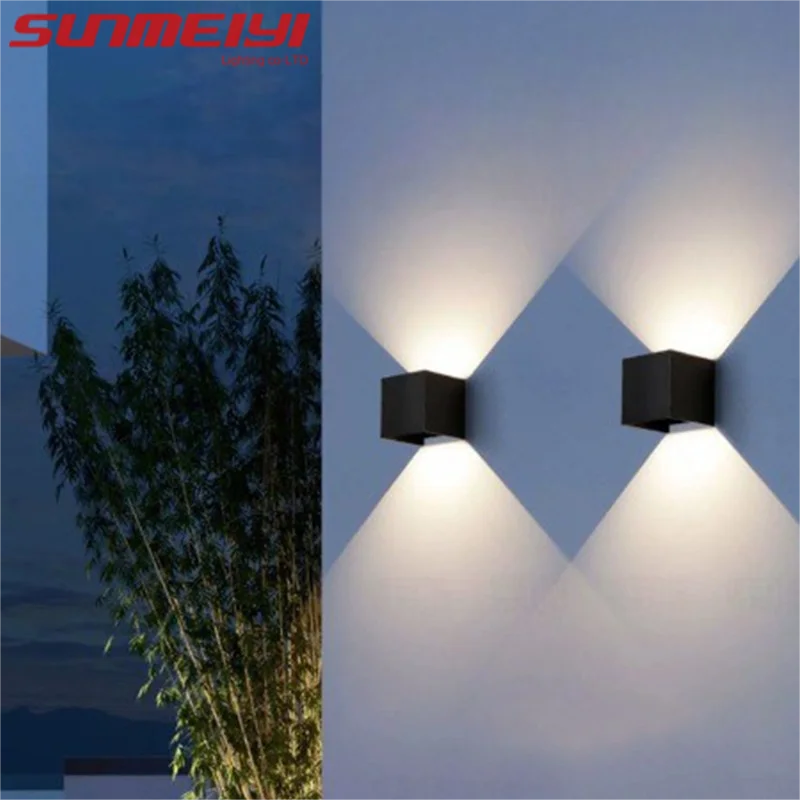 Outdoor LED Double Head Wall Lamp Waterproof Up and Down Adjustable Square Four-leaf Dimming Simple for Garden Corridor Bedroom led wall lamp