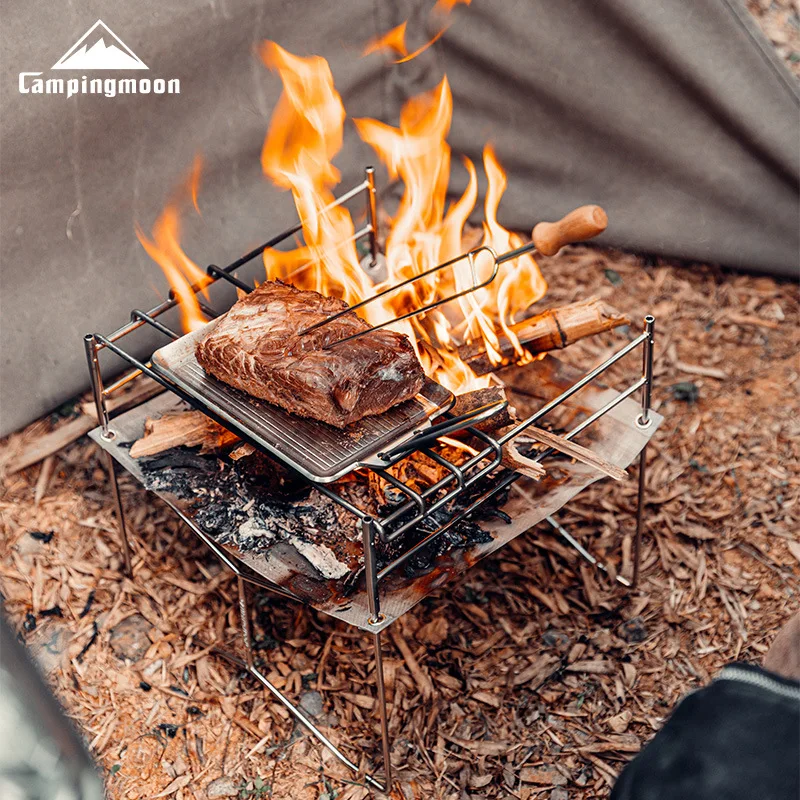 Outdoor Folding Portable Stainless Steel Camping Stove Oven with Grille Mesh Camping Cookware