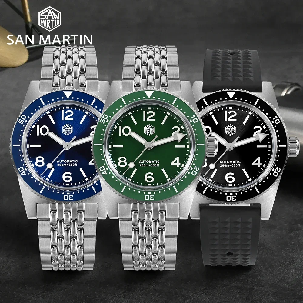 San Martin 37Mm 62Mas Dive Watch For Men Orologio Da Polso Meccanico Automatico Fly Chiusura Regolabile Impermeabile 200M Bgw-9 Sn0007-G-X1