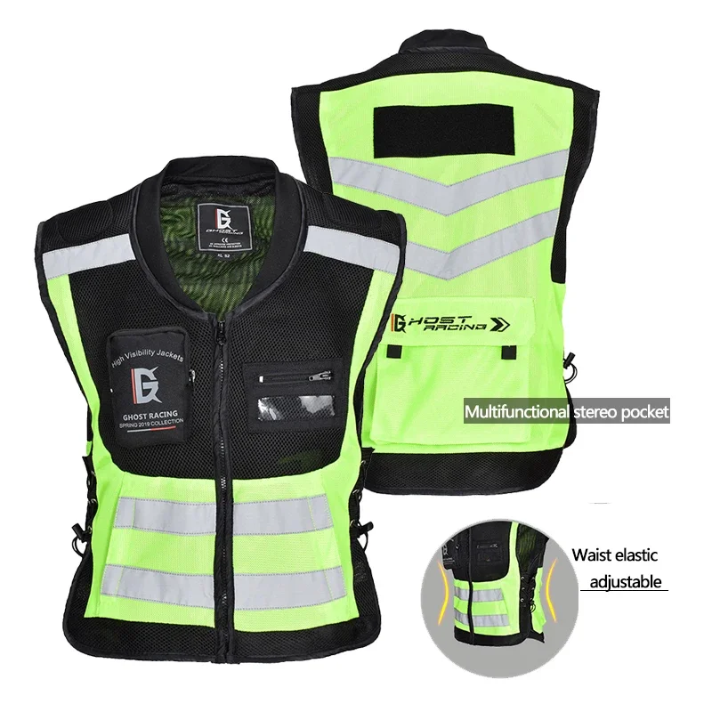 Motorbike Riding Reflective Waistcoat Safety Protective Gear Vest Gilet Reflechissant Cruising Rally Suit Chaleco De Seguridad