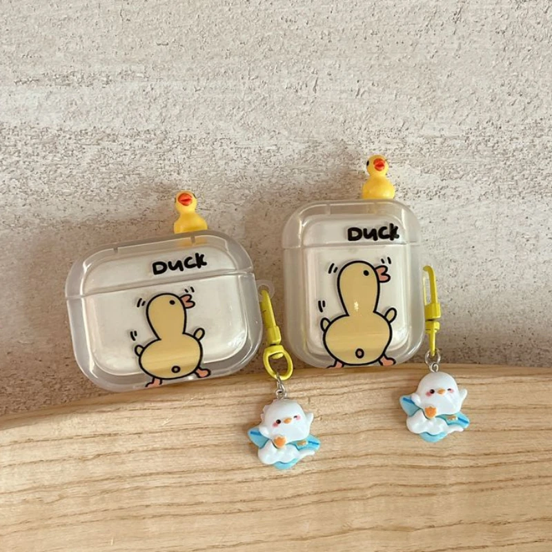 Per Airpods Pro 2 Custodia Cartoon 3D Duck Pendant Case Airpods 2 / Air Pods 3 Auricolare Cover In Silicone Air Pods Pro 2 Cover