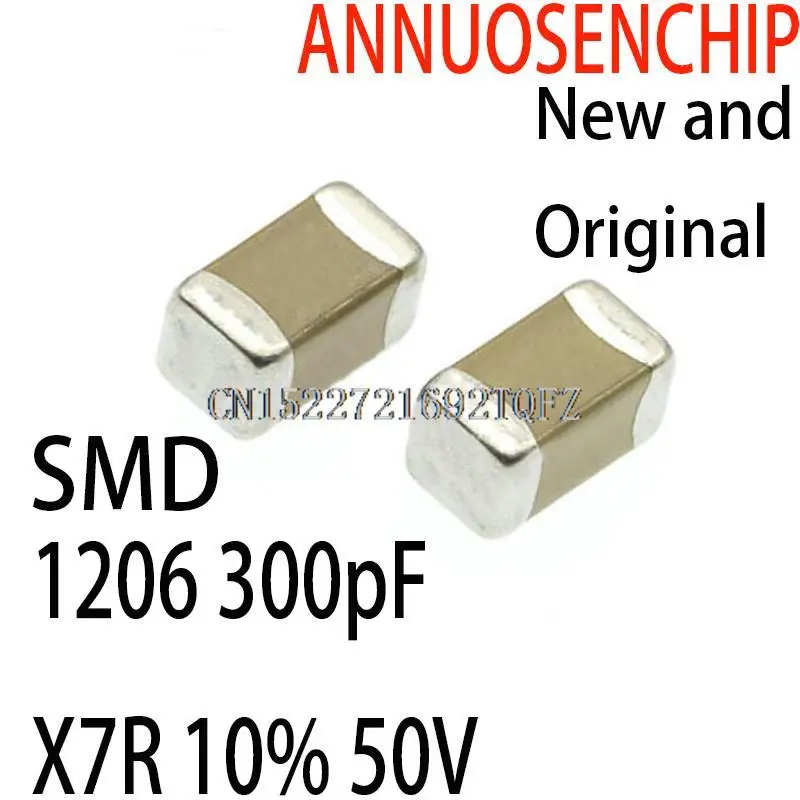 

4000 шт., новые и оригинальные конденсаторы smd 1206 300pF X7R 10% 50 в