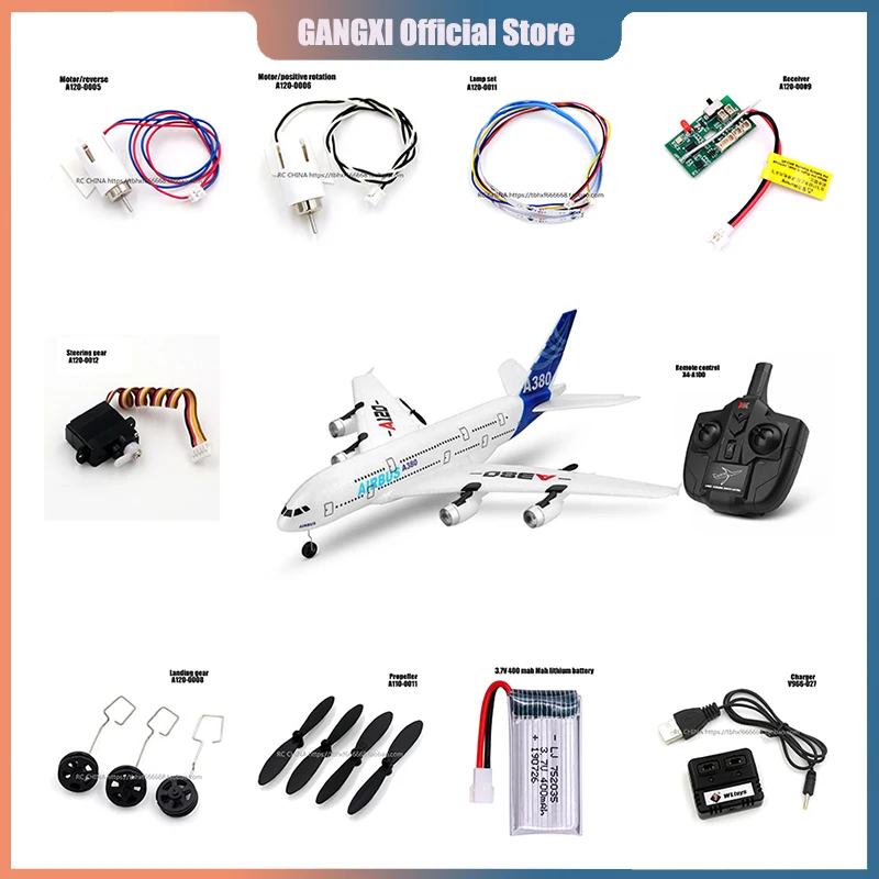 

Wltoys XK A120 A380 RC Airplaner запасные части лезвие пропеллера шасси двигателя приемник сервоприемника для быстрой зарядки пульт дистанционного управления