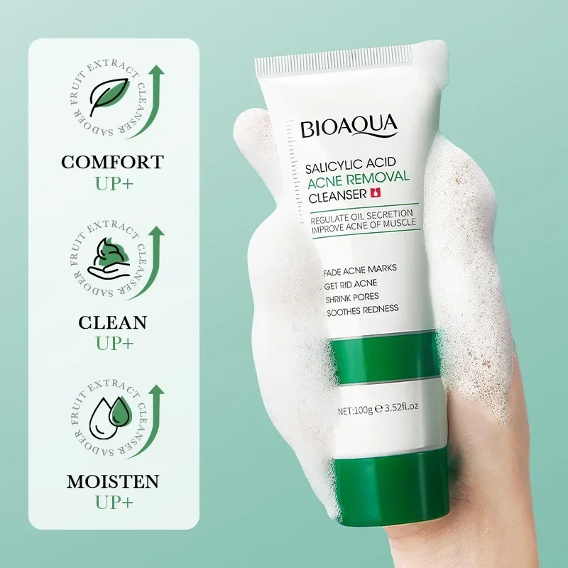 BIOAQUA Salicylic Acid Facial Cleanser Acne Treatment Moisturizing Oil Control skincare Face Wash Foam Face Cleanser Skin Care 5