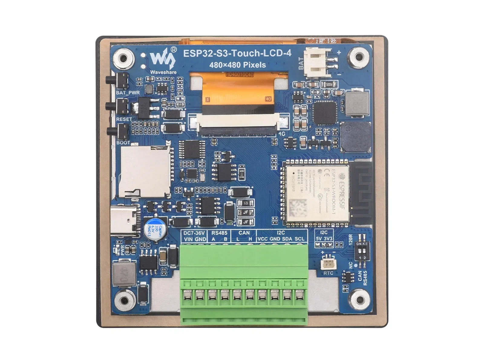 Waveshare ESP32-S3 4인치 디스플레이 터치/비터치 옵션, 480×480, 32비트 LX7 듀얼 코어 프로세서, WiFi 및 블루투스 지원
